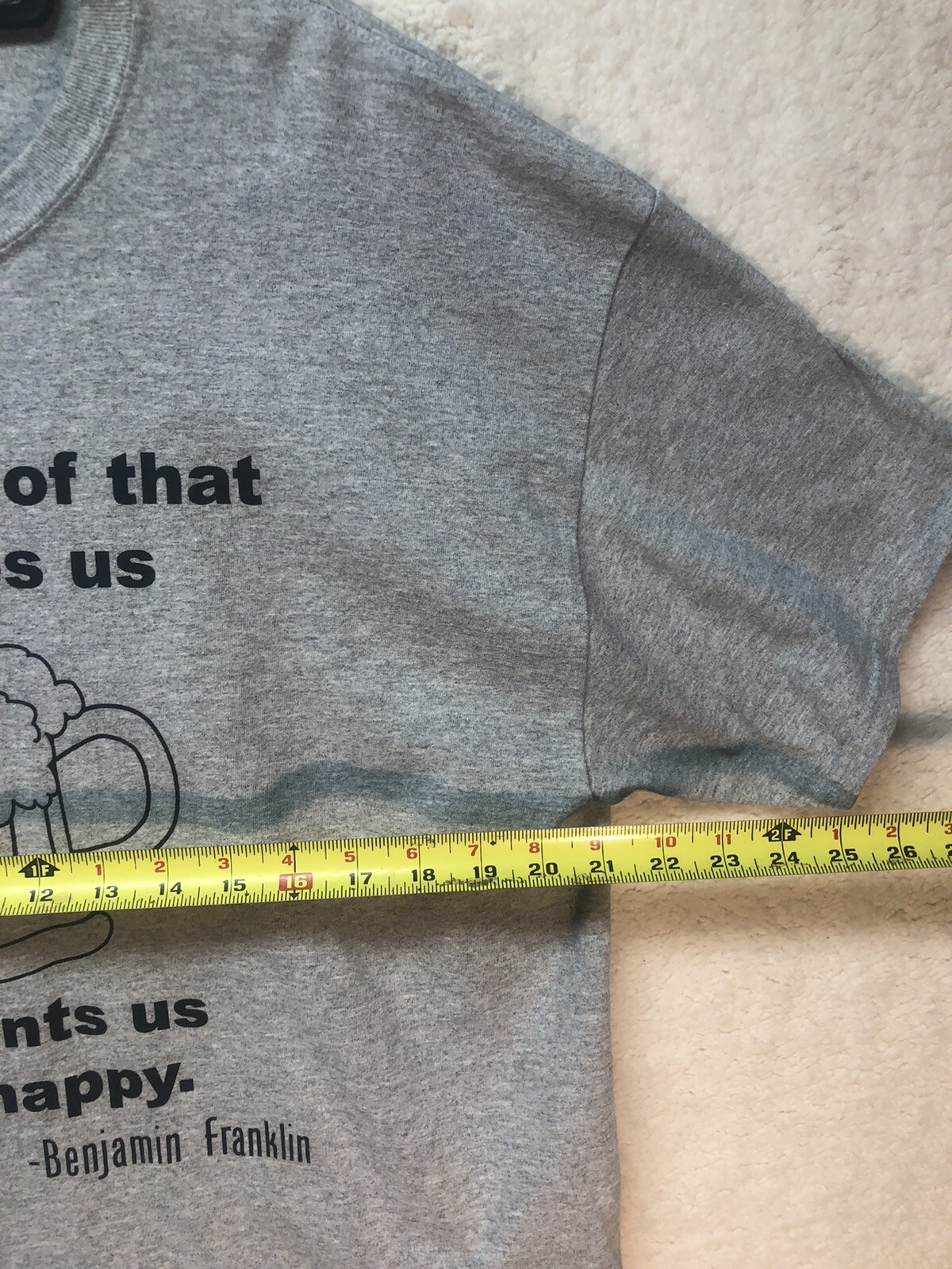 Beer Drinking T-Shirt XL Gray Benjamin Franklin Quote God gallery