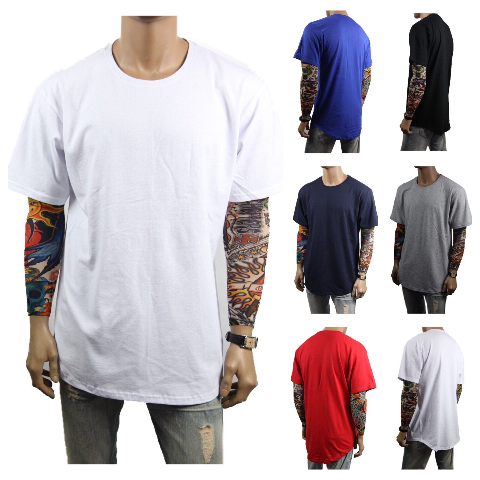 Men T-Shirts BIG & TALL Heavy Weight Long Extended Casual Active Crew Neck S-5X gallery