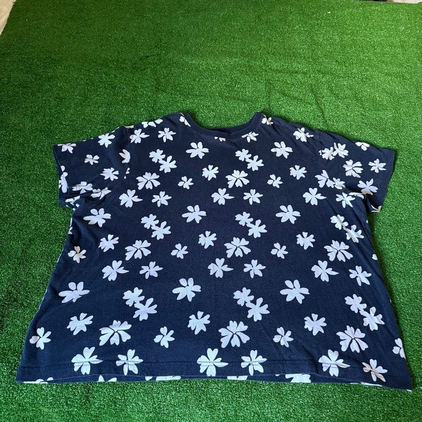 Original Use Navy Floral Print Short Sleeve Round Neck T-Shirt Size XXL gallery