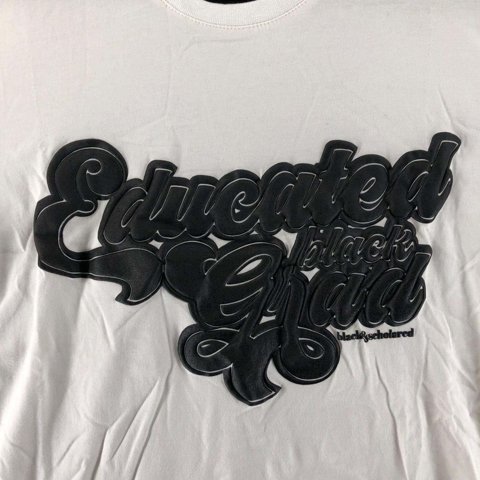 Black & Scholared Men's Size S Shirt Black and White Educated Black Grad gallery