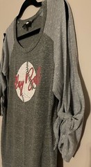 Gameday Culture Baseball Tee Cold Shoulder 3/4 Length Sleeve Size XL
