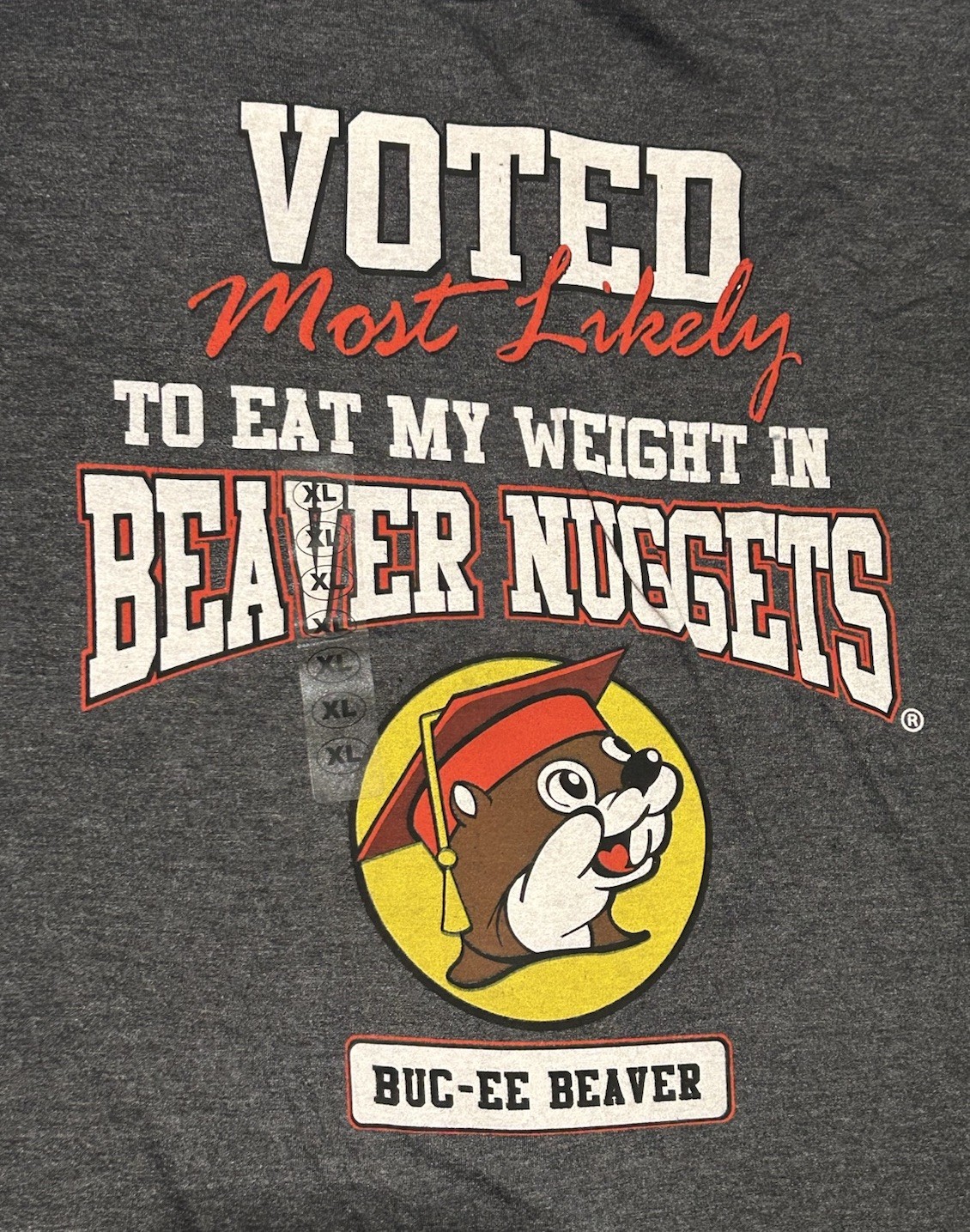 BUC-EES 2022 Seniors XL T Shirt Most Likely To Eat Weight in BEAVER NUGGETS gallery