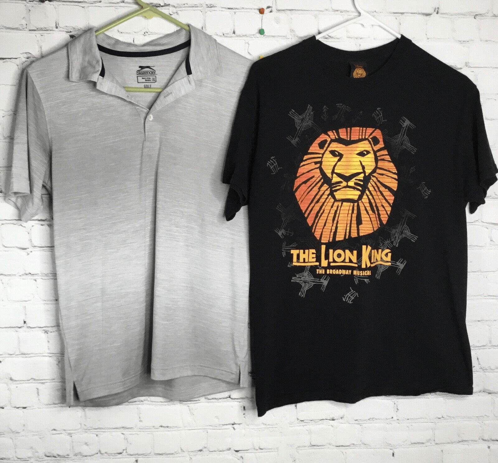 Slazenger Golf / Disney Lion King Men's Lot Of 2 Gray/Black Polo/T Shirt Size XL gallery