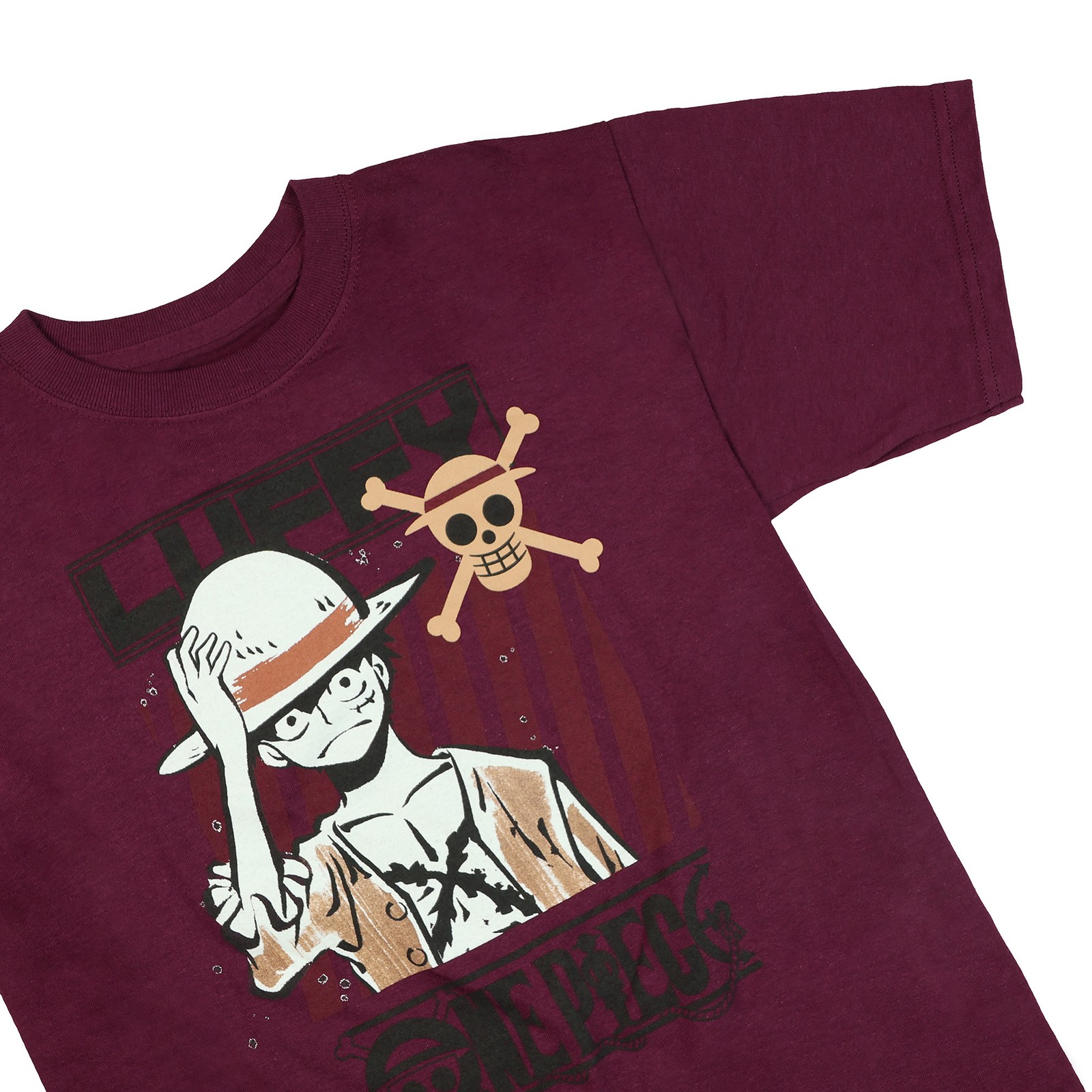 One Piece T-Shirt Boy's Luffy Character Sketch Short Sleeve Graphic Top gallery