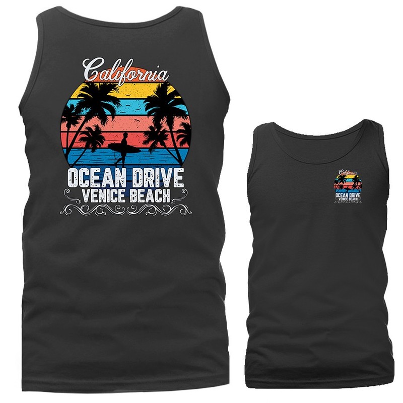California Ocean Drive Venice Beach Surfing Tank Top