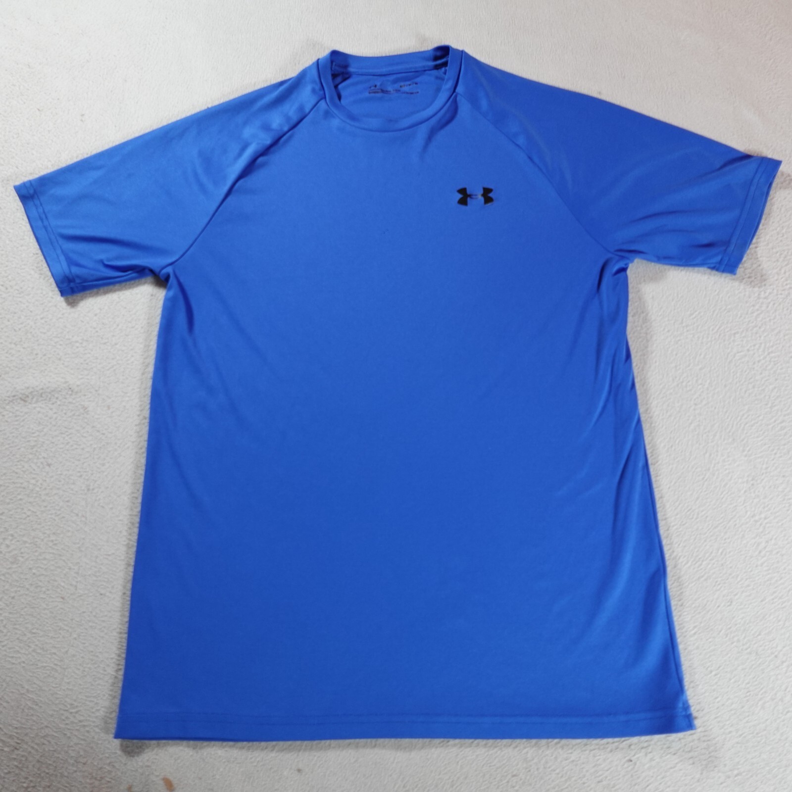 Under Armour Shirt Mens Medium Blue Stretch Gym Run Jog Workout Sports Soccer T