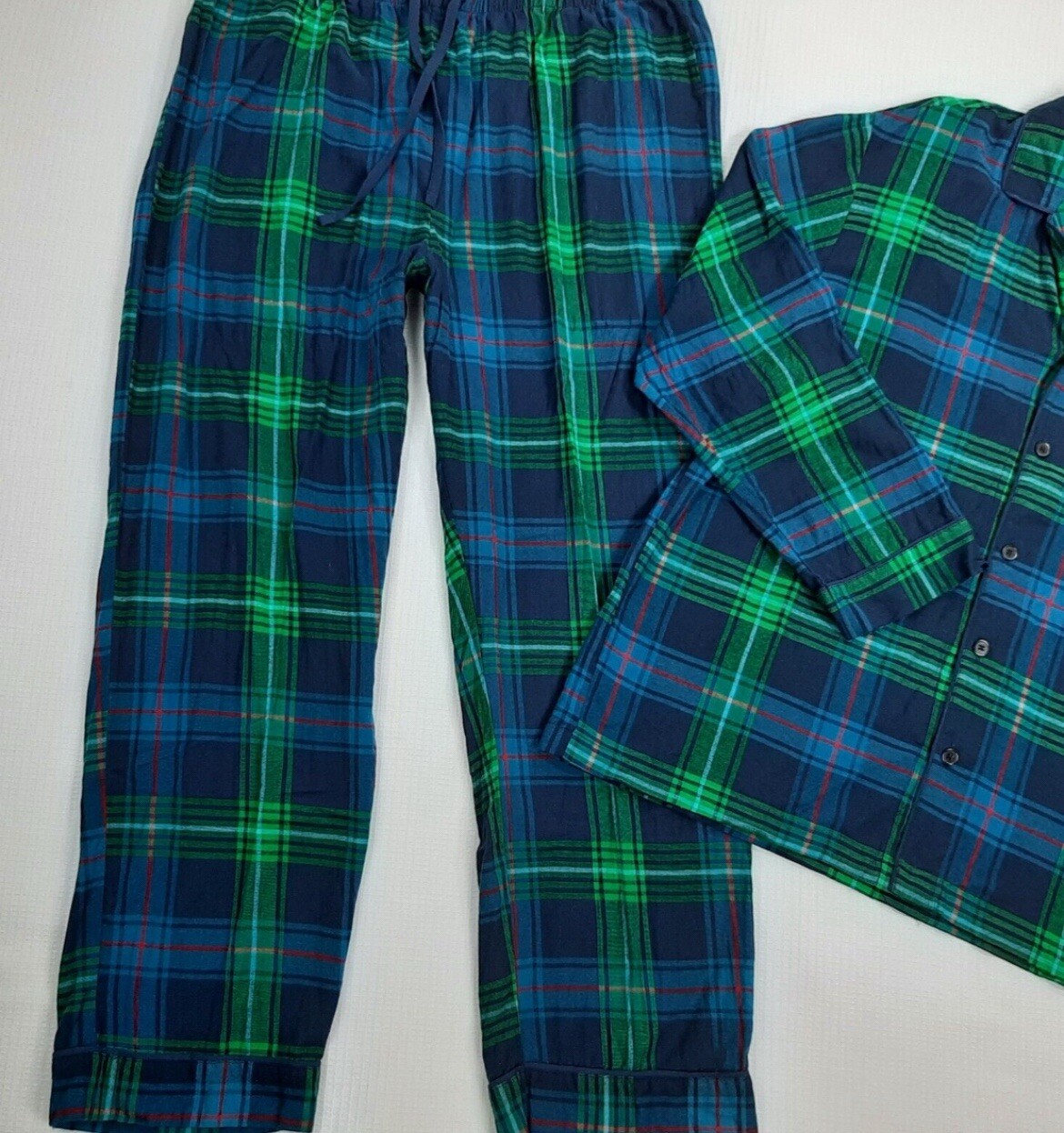 Wondershop Mens Plus Size 4XL PAJAMA SET Pants & Shirt Green/Blue Plaid gallery