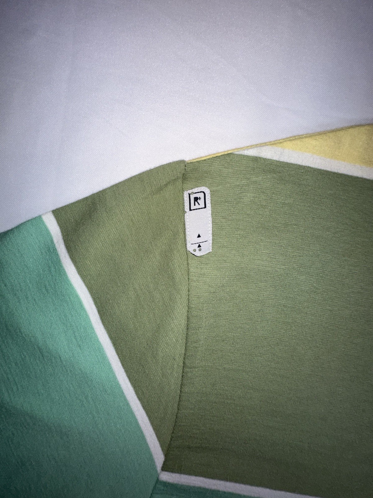 Rocawear Y2K Green/Yellow/White Striped Logo V-Neck Short Sleeve Knit T-Shirt XL gallery