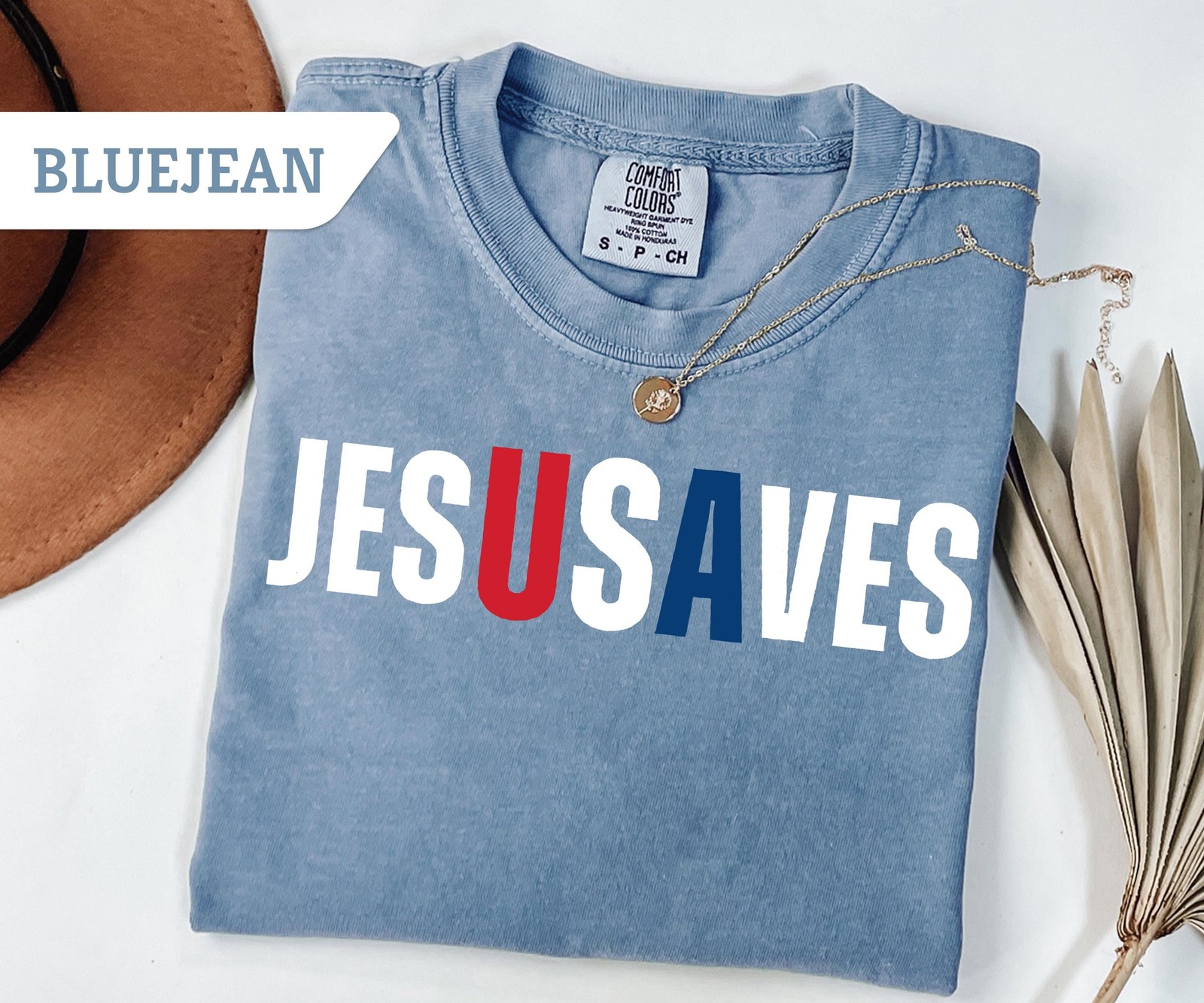 Jesus Saves USA T-Shirt Christian Patriotic 4th of July Red White Blue