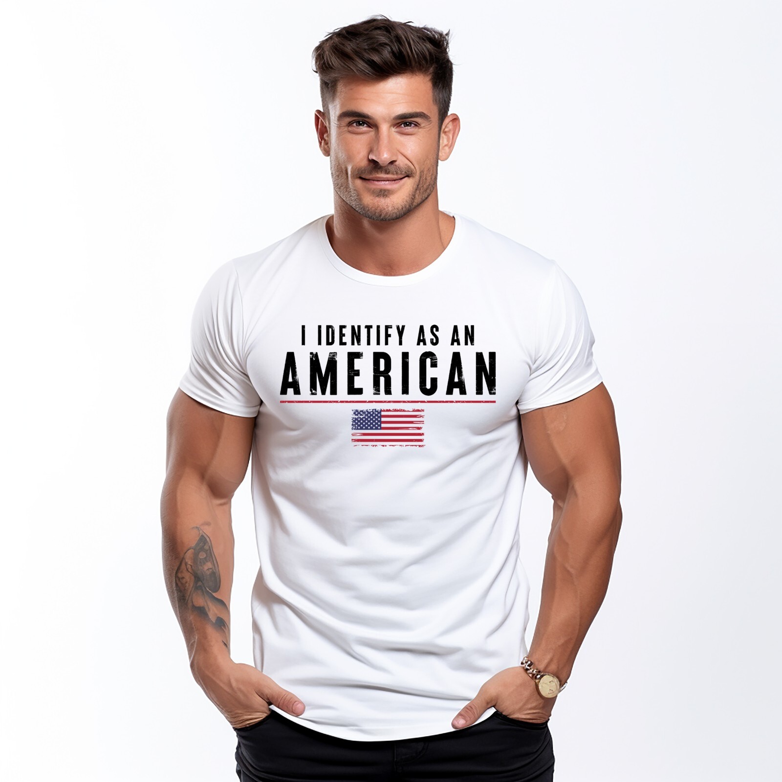 I Identify As An American T-shirt USA Flag Patriotic T-shirt For Men gallery