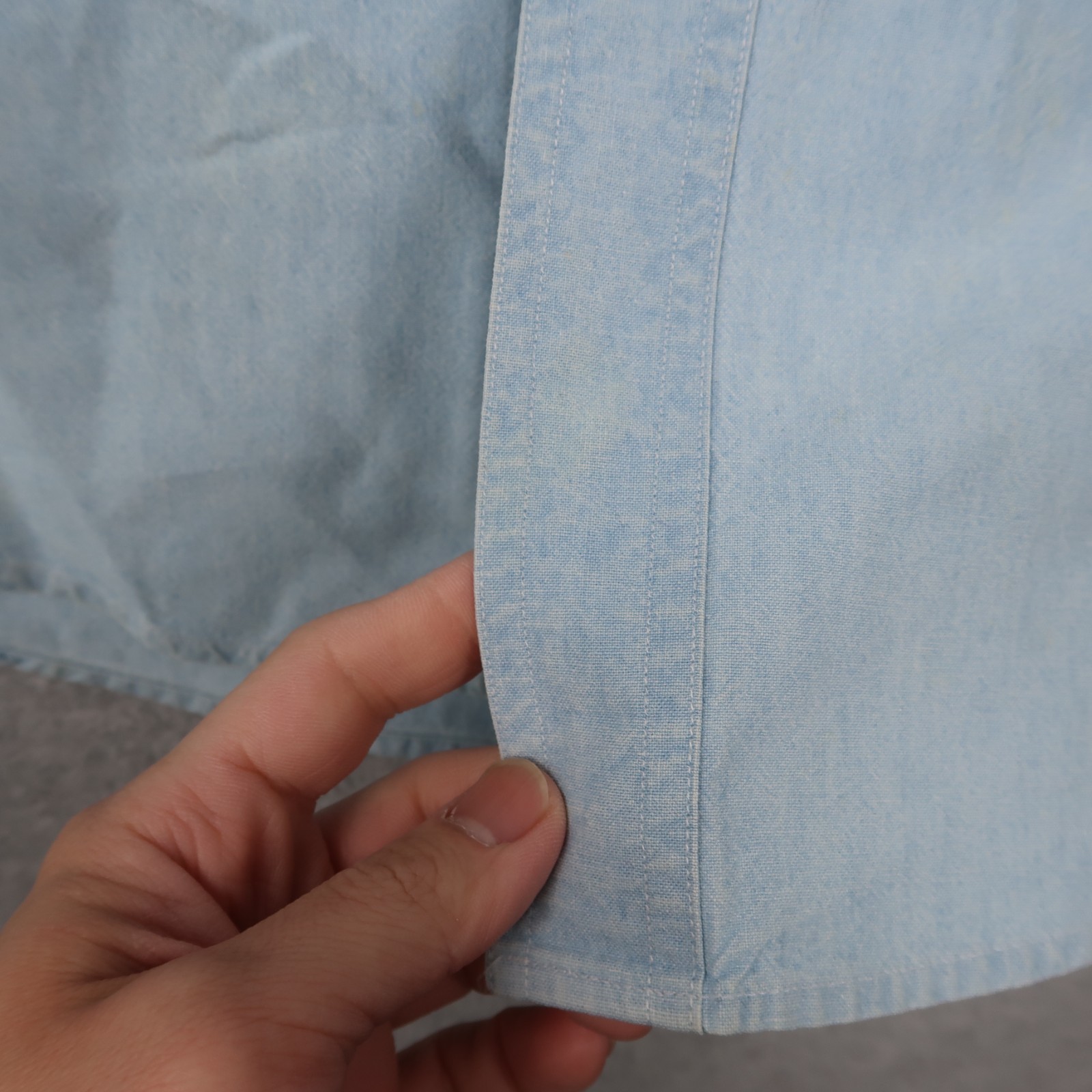Vintage 90s Looney Tunes Chambray Denim Shirt Bugs Bunny Taz Medium M gallery