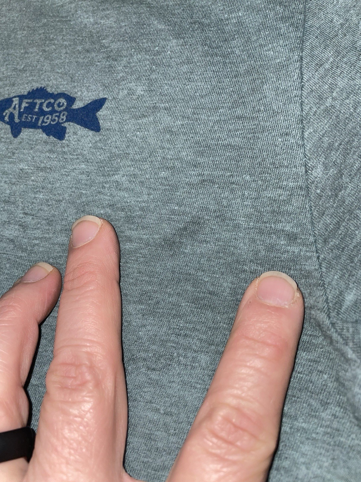 AFTCO Shirt S Small Blue/Green Fish Graphic Fishing Long Sleeve Dirty Looking gallery