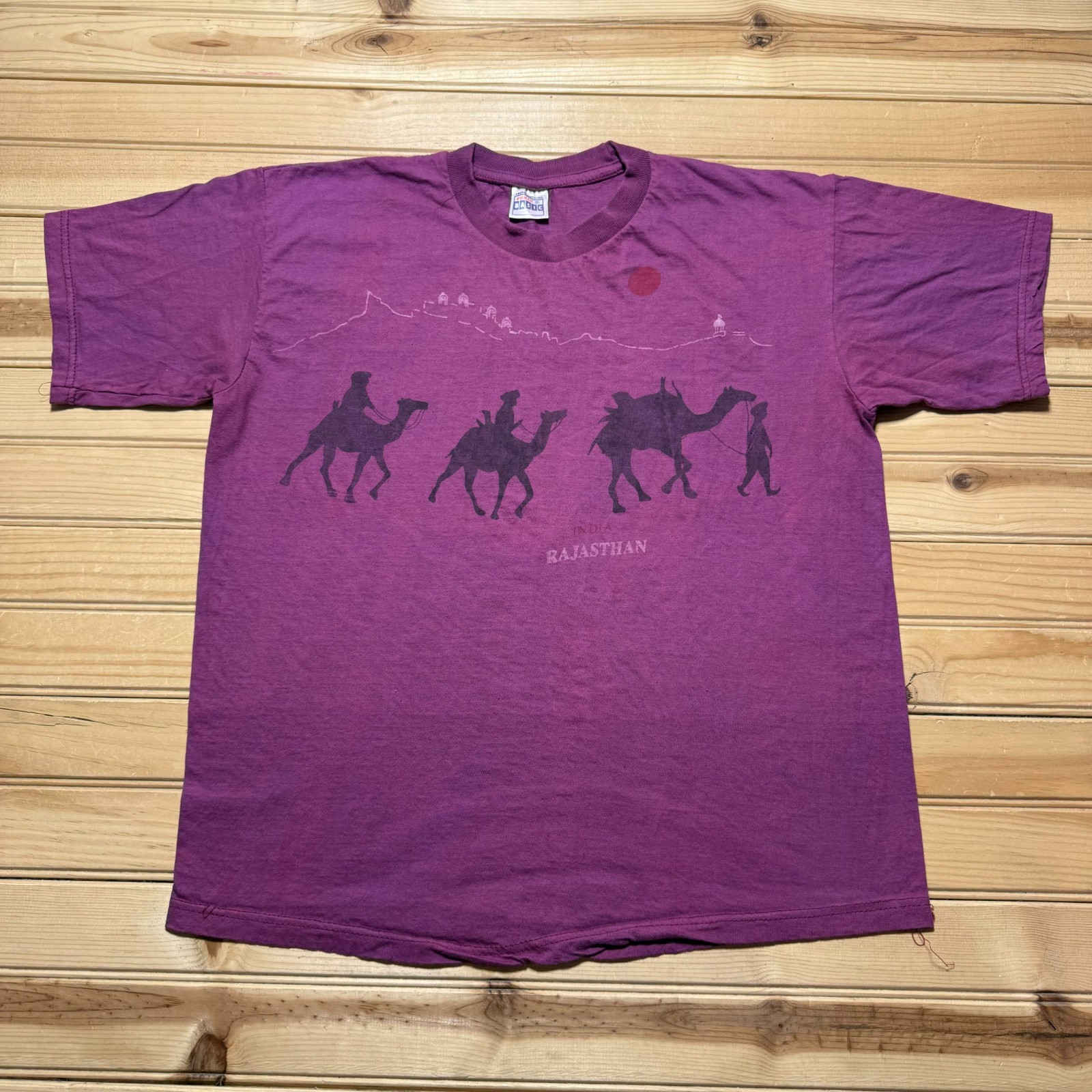 Vintage 80s 90s Rajasthan India Camel Thar Desert Tourist AOP Souvenir Shirt XL gallery