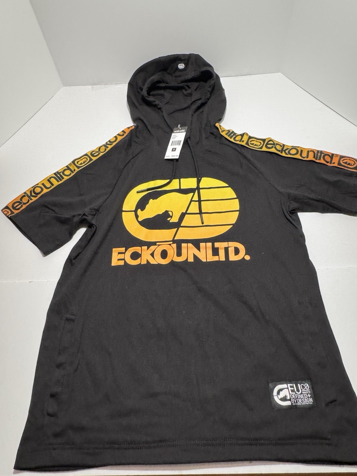 Ecko Unltd. Mens Small Black Shirt Hoodie Workout gym Thin Lightweight NWT
