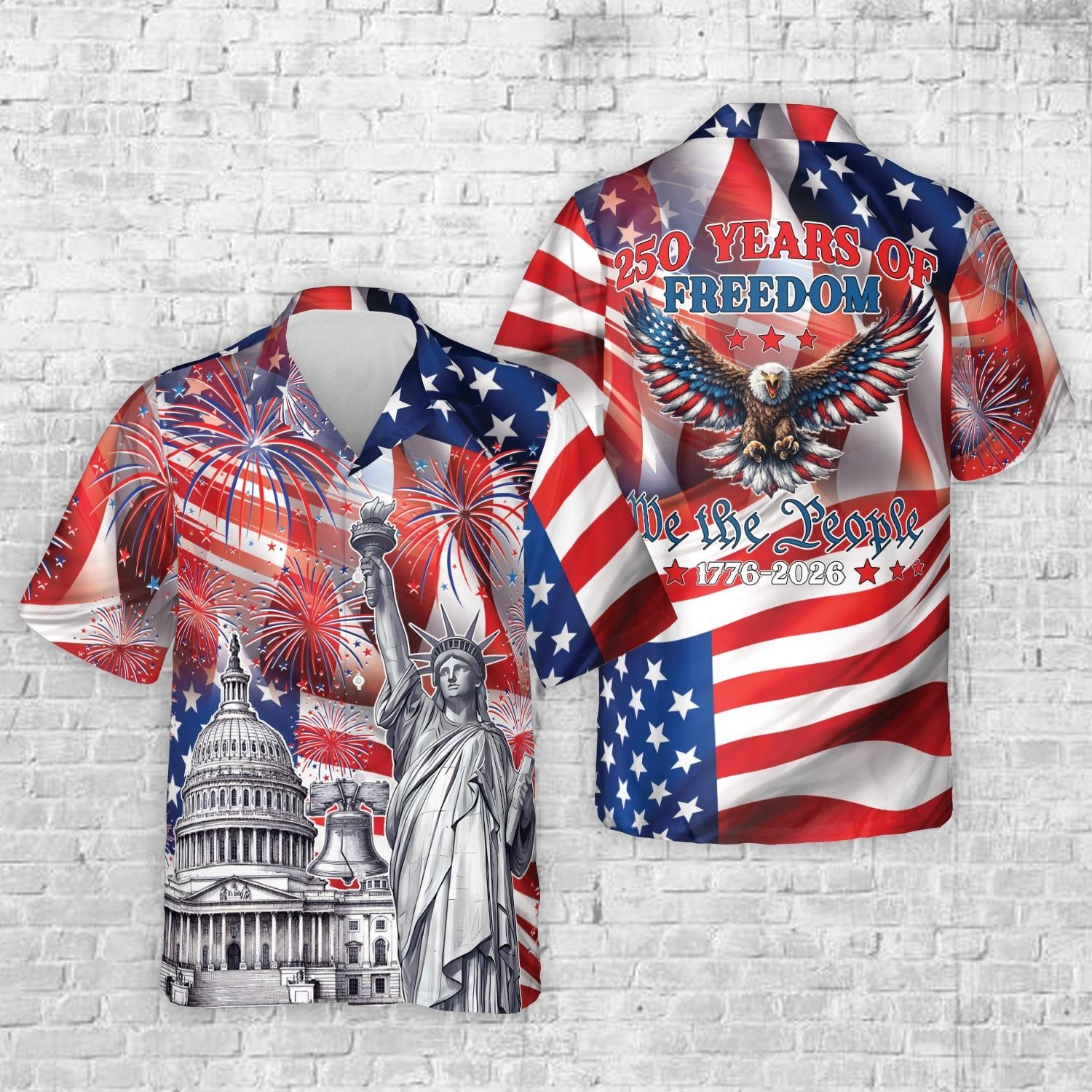America 250th Anniversary Hawaiian Shirt, 250 Years Of Freedom Button Shirt gallery