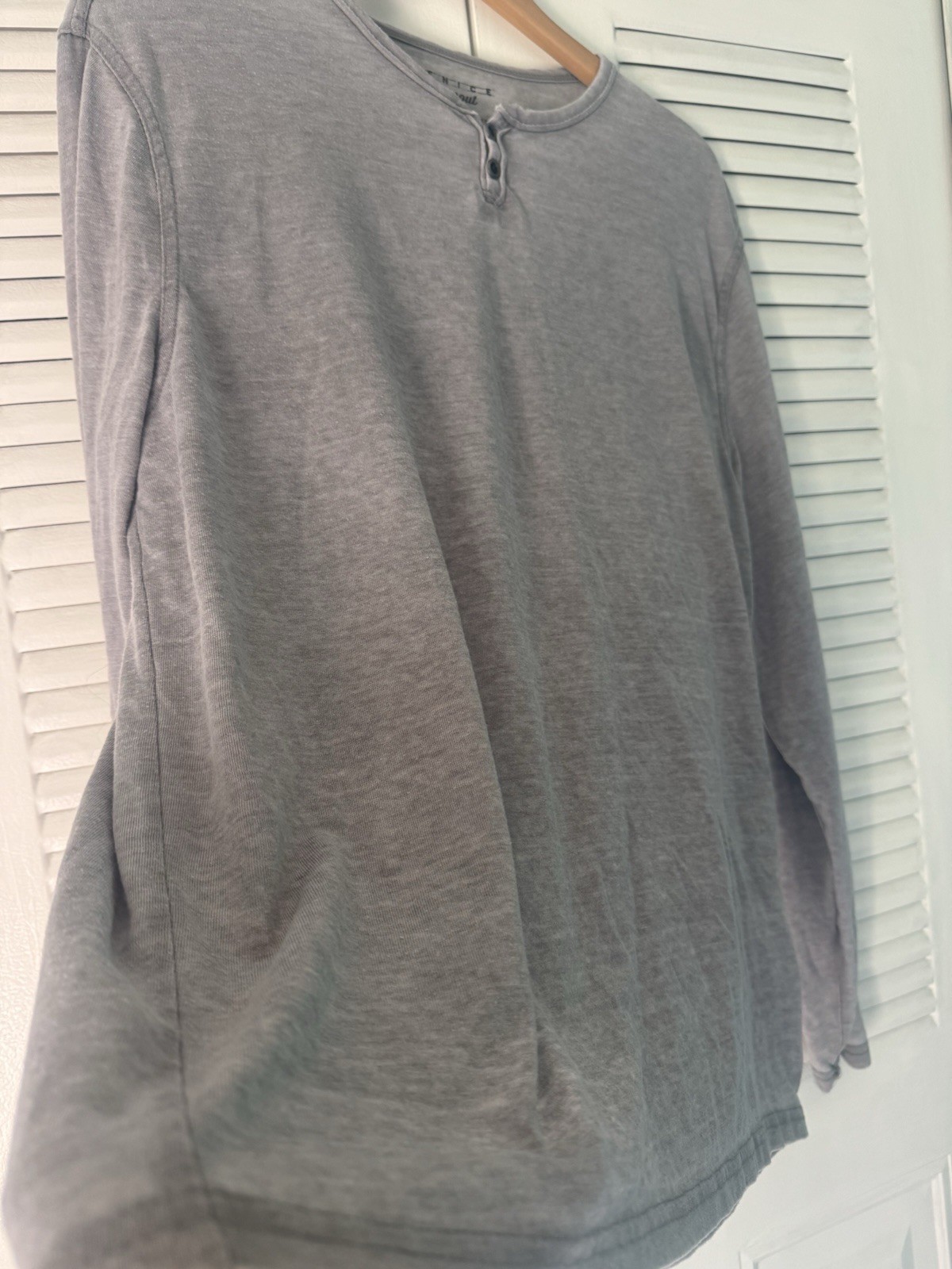 Lucky Brand Venice Burnout Gray Semi Sheer Shirt Boho Coastal Mens Large gallery