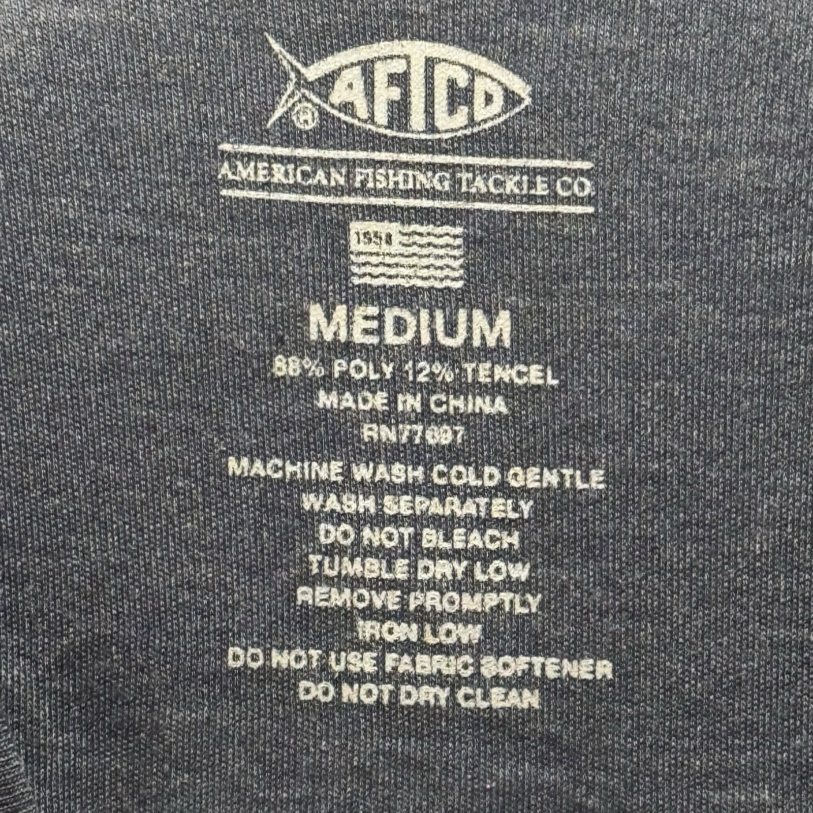 AFTCO Unisex Gray Short Sleeve T-shirt Size Medium Fishing Tackle Any Fish/Water gallery
