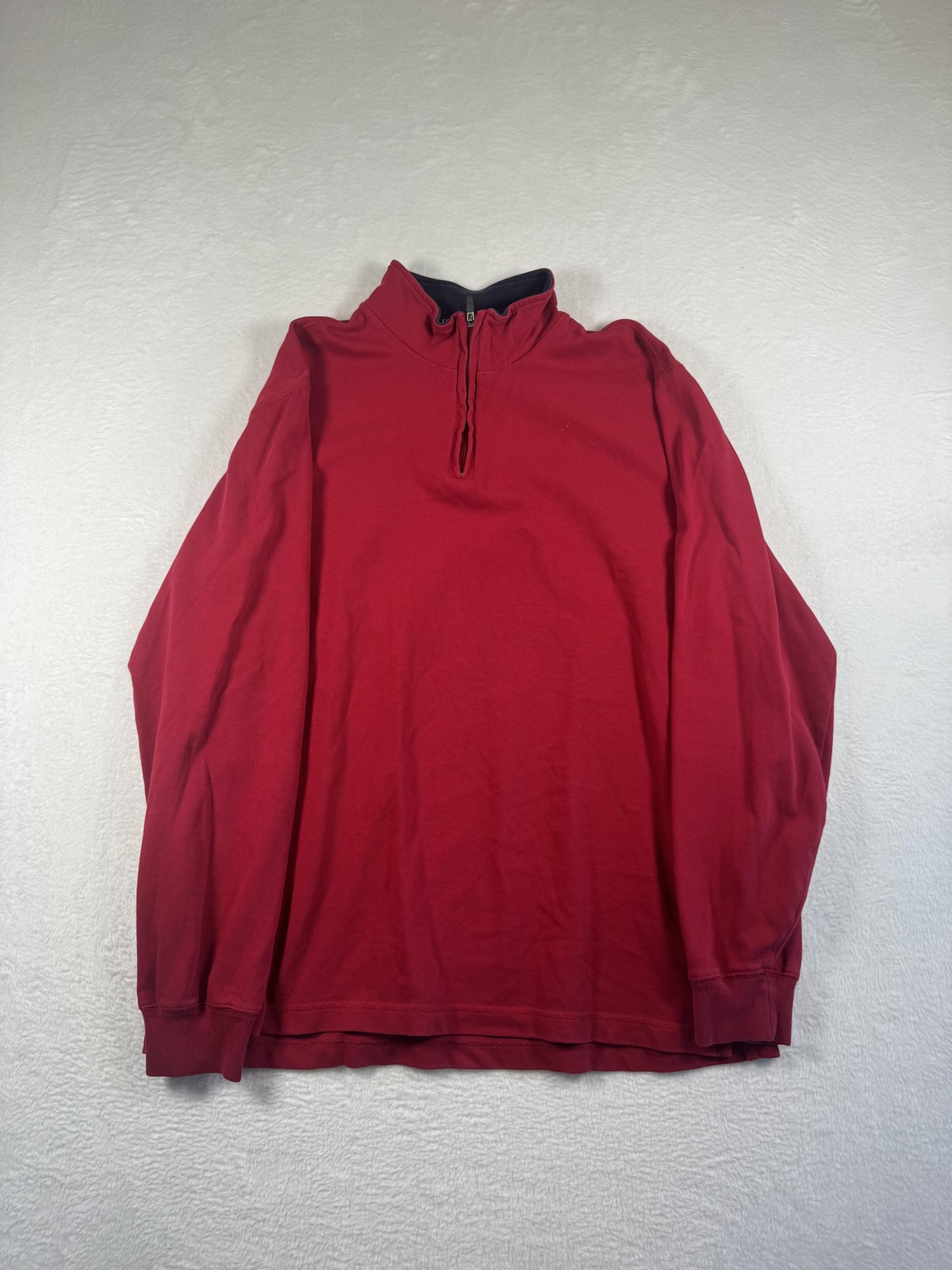 Lands' End Shirt Mens Large Red Long Sleeve Mock Neck 1/2 Zip Casual Top gallery