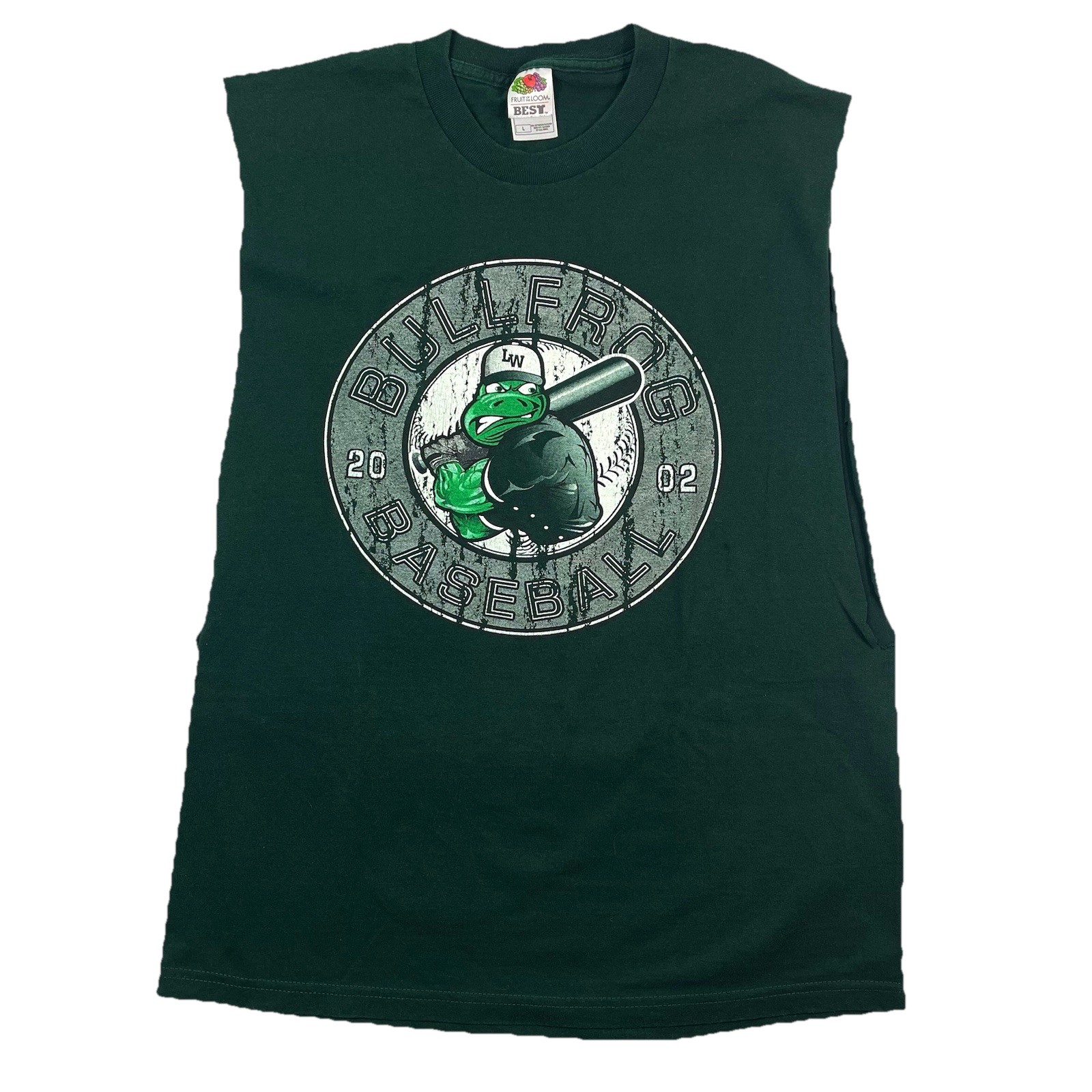 Bullfrog Baseball 2002 Sleeveless Customized Cut-Off T-Shirt Green Men’s L