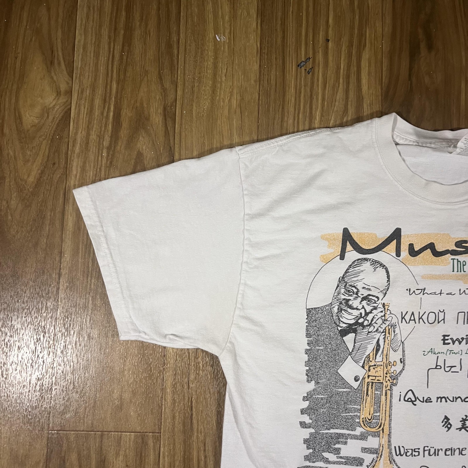 Vintage Louis Armstrong Music Universal Language Shirt Mens Large Double Sided gallery