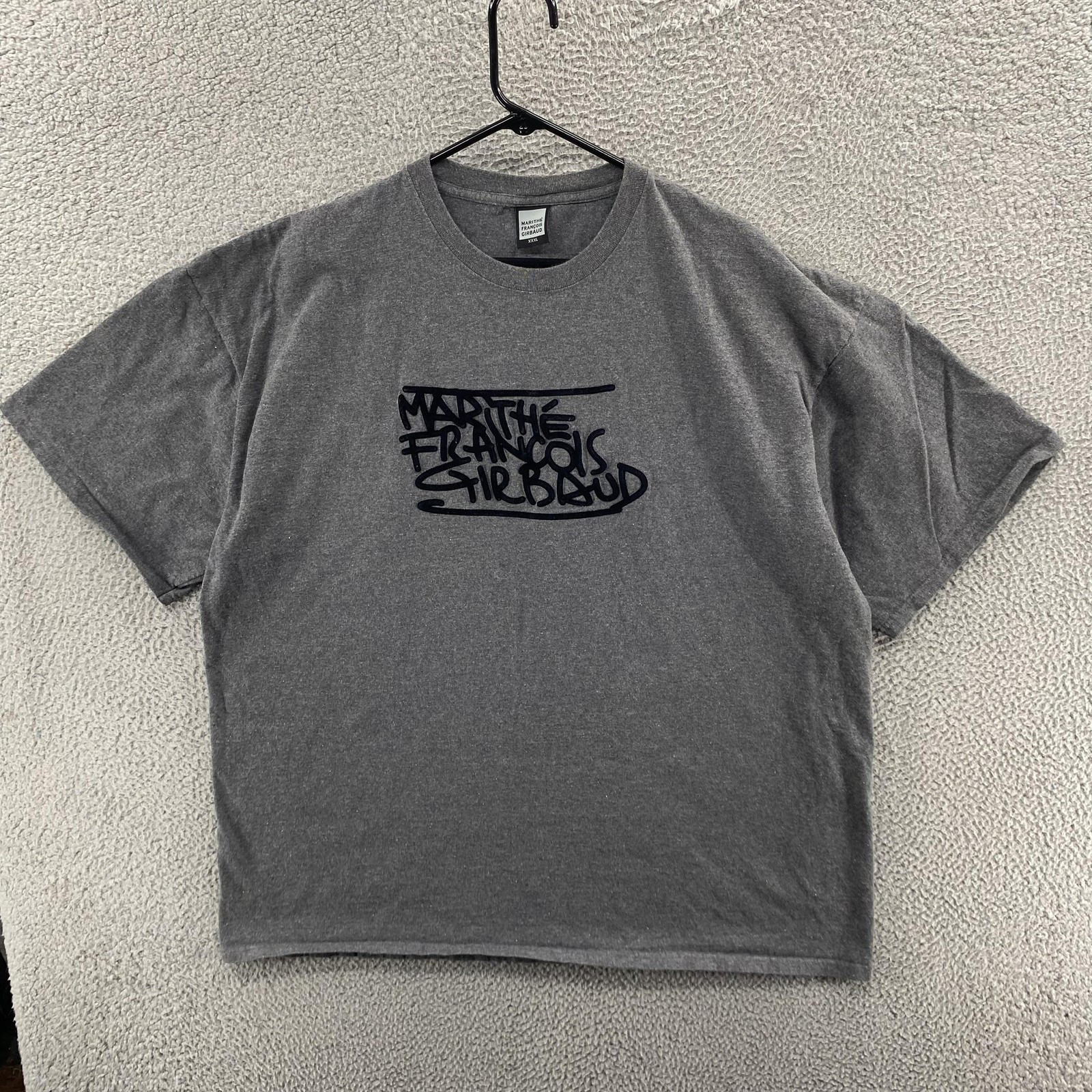 VINTAGE Marithe Francois Girbaud T Shirt Mens 3XL Gray Script Graphic Streetwear