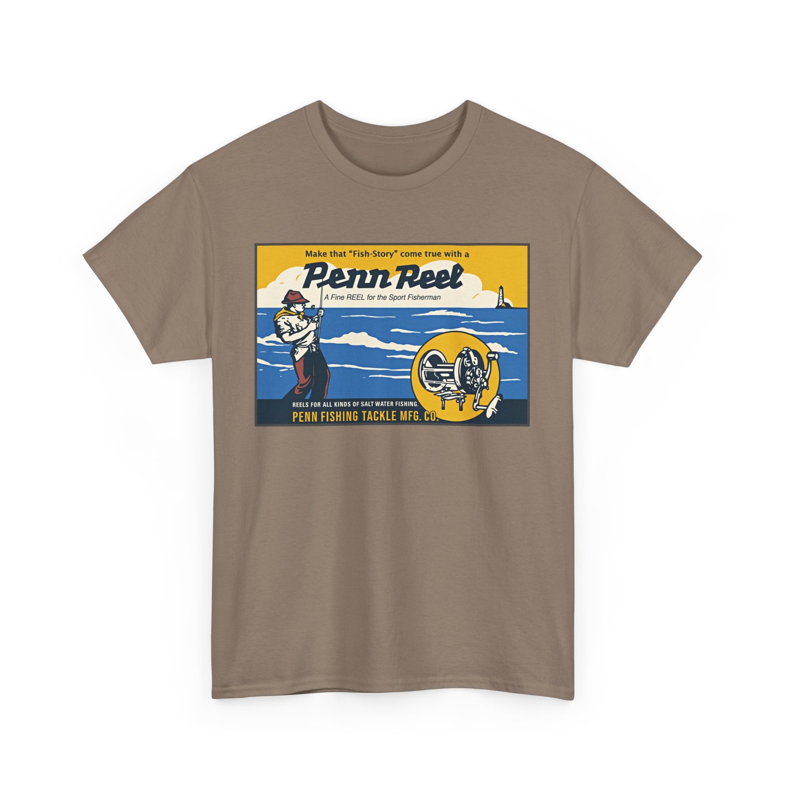 Penn Reel Vintage Fishing Tackle Company PA Saltwater Retro Graphic T-Shirt NEW gallery
