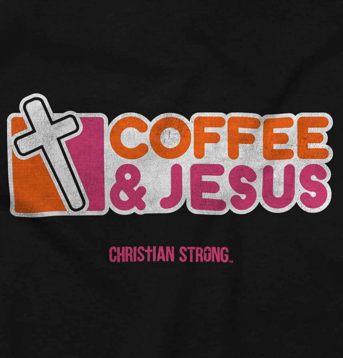 Coffee And Jesus Christ Religious Christian Adult Short Sleeve Crewneck Tee gallery