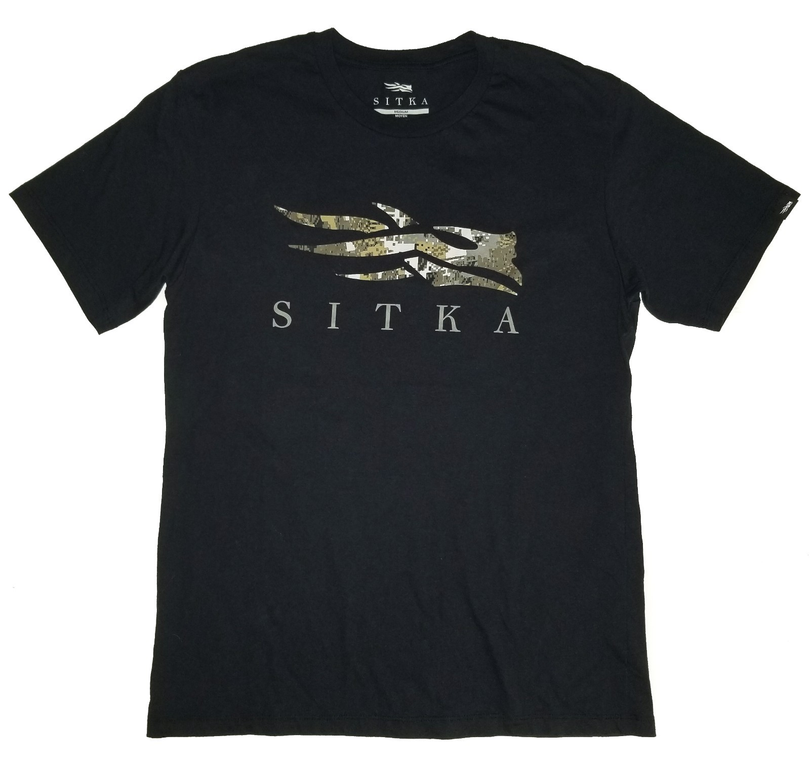 SITKA Hunting Gear T-Shirt Black Classic Camo Outdoor Cotton blend Mens NEW Md gallery