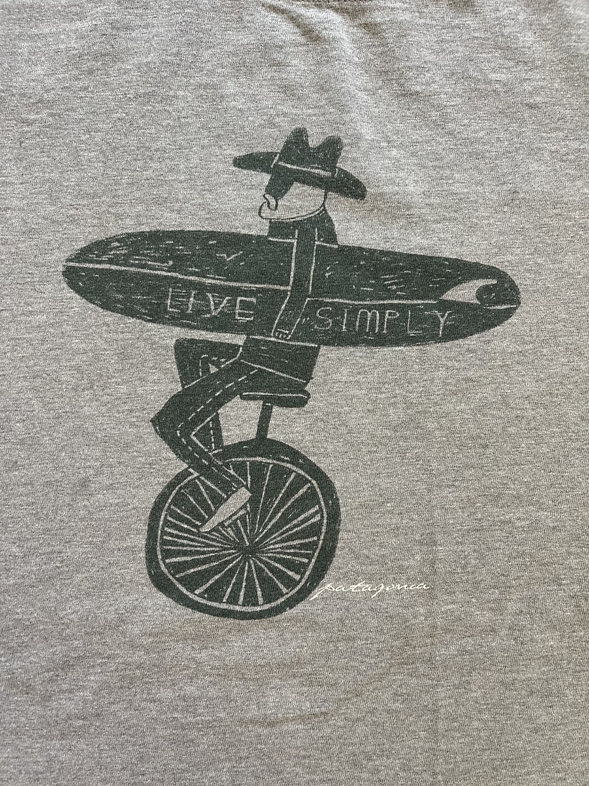 Distressed Patagonia Responsibili-tee Mens XL Unicycle Live Simply Gray T-Shirt gallery