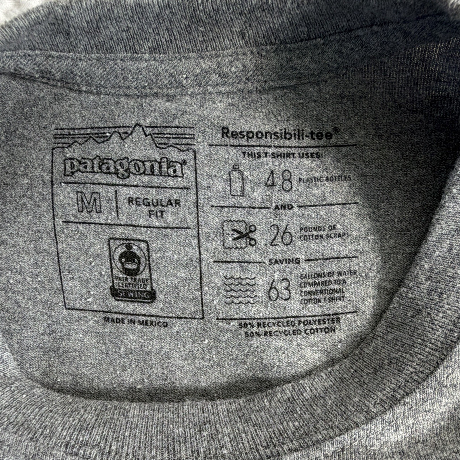 Patagonia Responsibili-Tee Men’s Gray Bison Graphic Crew Neck Long Sleeve M gallery