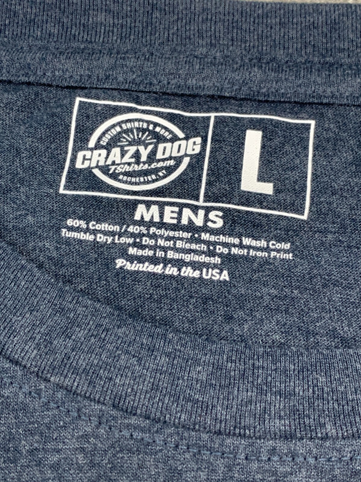 Crazy Dog Fishing T-shirt Men L Gray Blue Can't Work Today, My Arm is in a Cast gallery