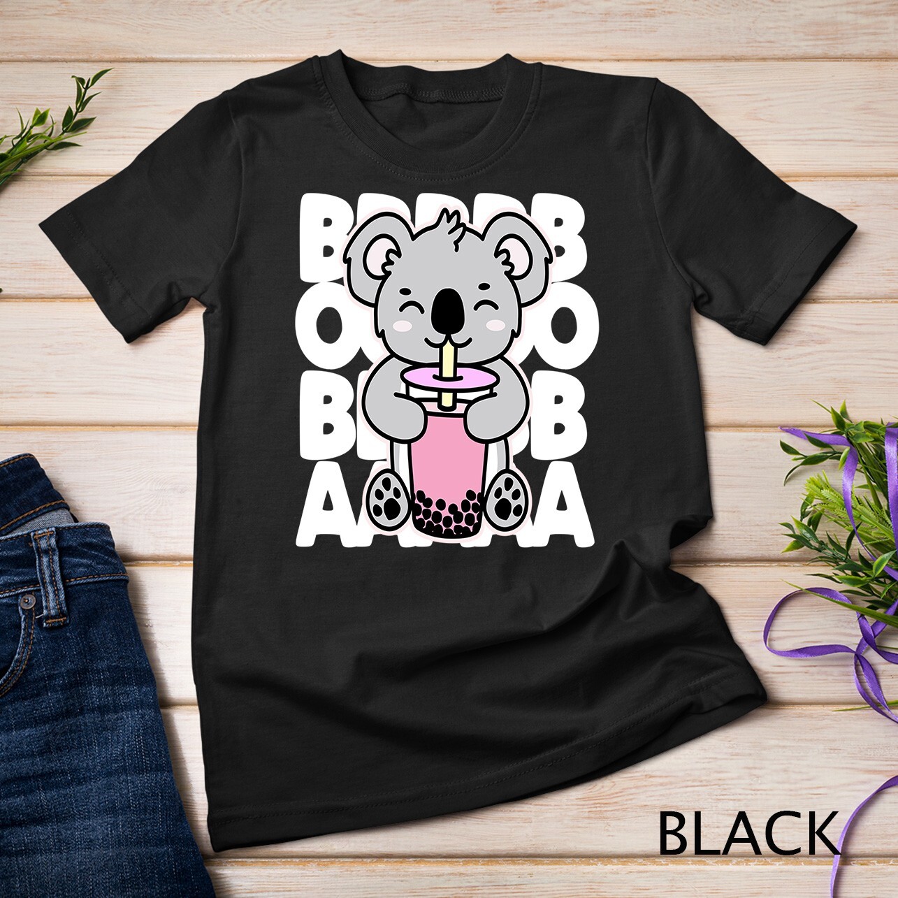 Koala Drinking Boba Cute Kawaii Bubble Tea Dark Unisex T-shirt gallery