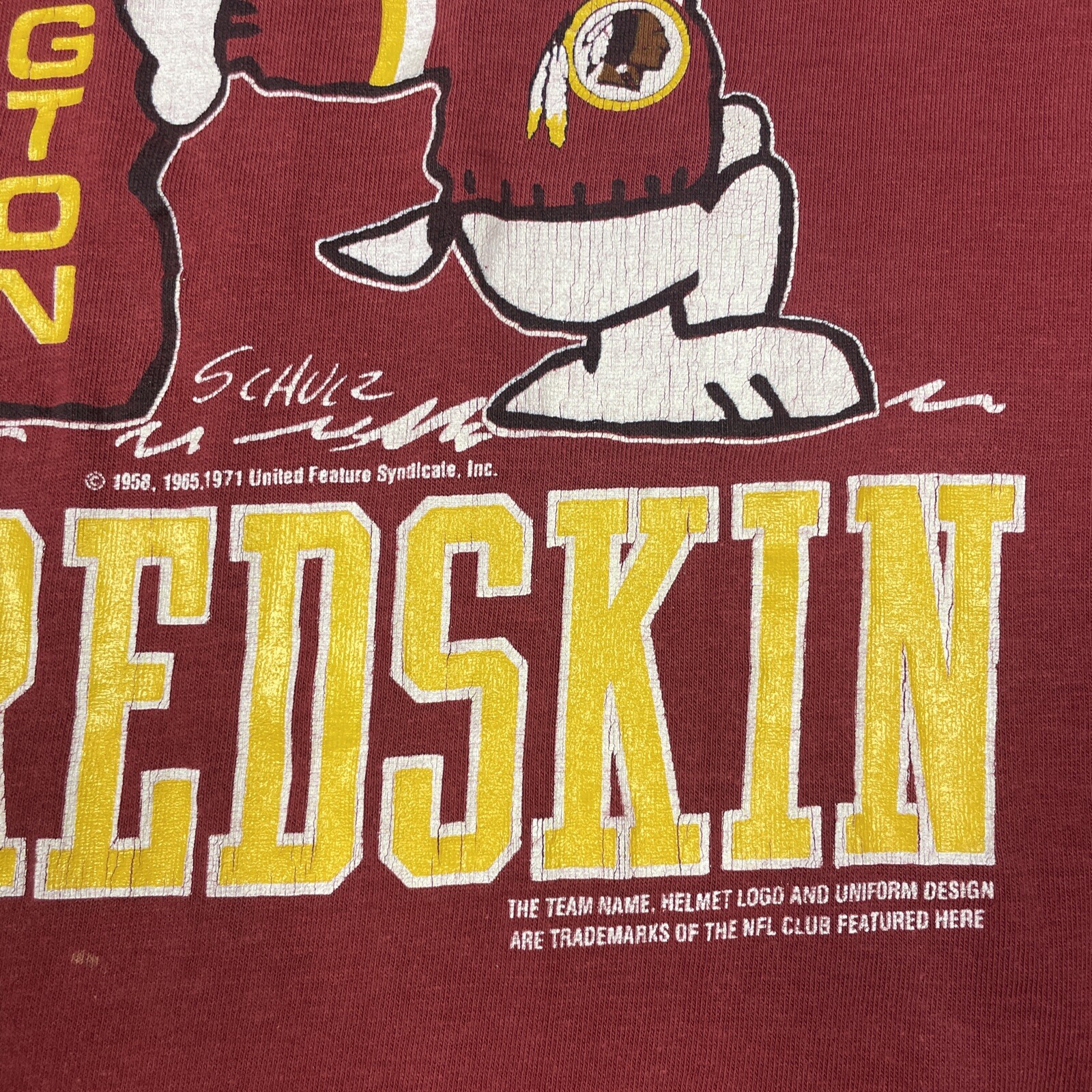 Vintage Snoopy Joe Cool Washington Redskins T Shirt Artex USA Medium gallery
