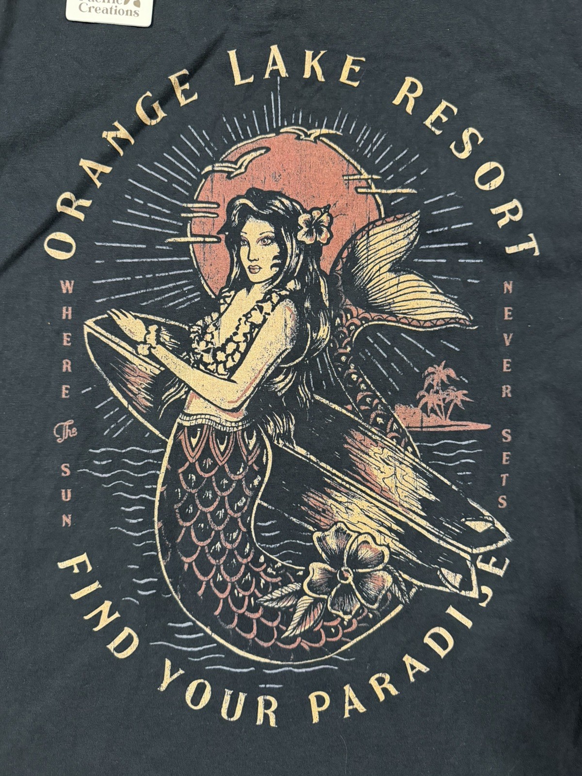 Pacific Creations Free by the Sea Sunset Mermaid Graphic T-Shirt Beige Size XL gallery