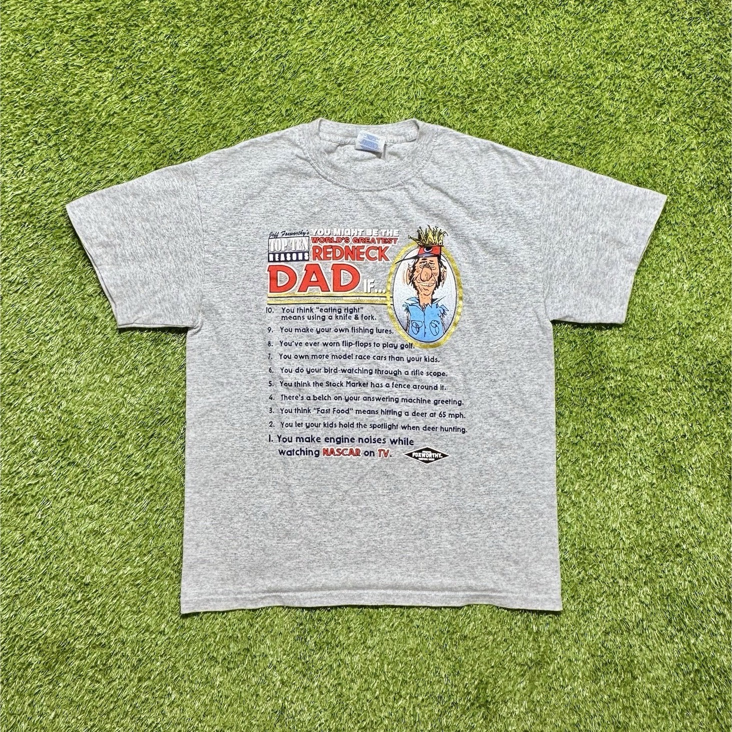 Funny Redneck Dad Men’s Graphic T-Shirt Size Medium Gray Grey NASCAR Hunting gallery