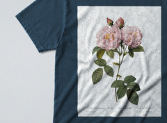 100% Cotton Tee – Regular Fit – Unisex – Pink Roses – Minimalist Botanical Print