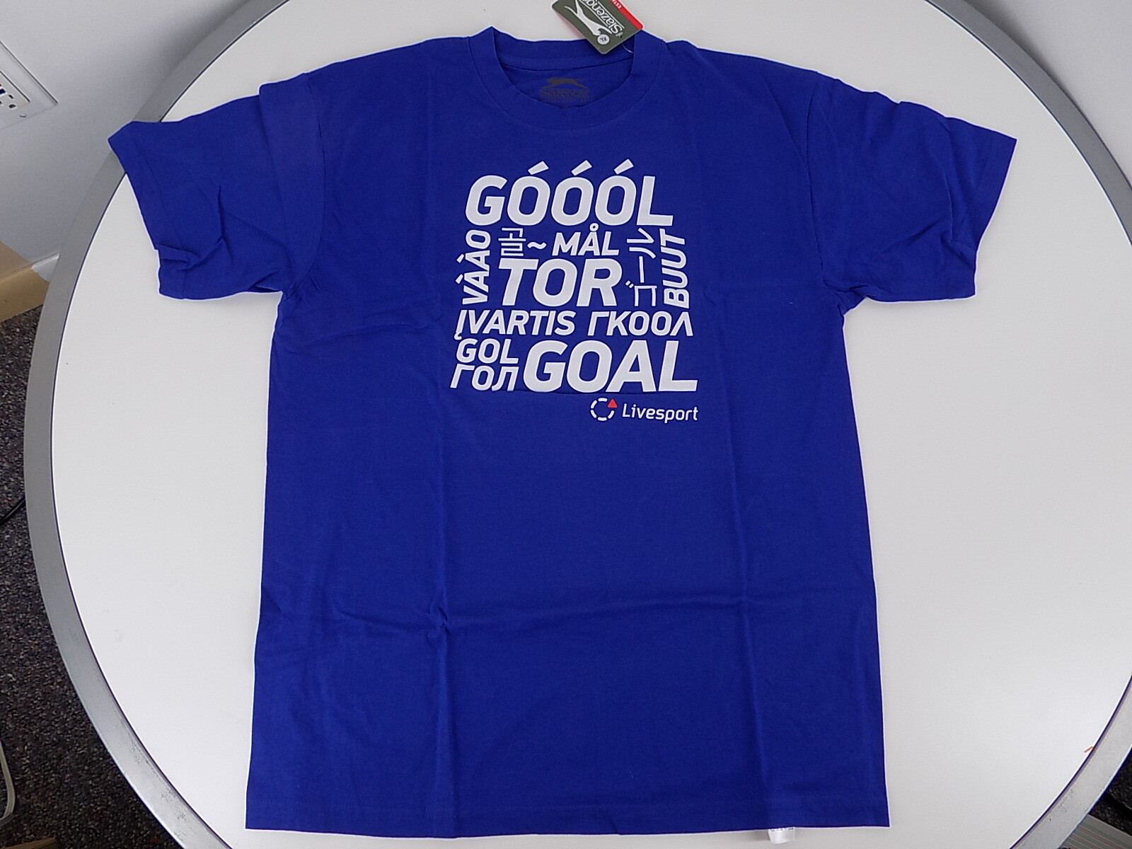 Slazenger Soccer (Football) T-Shirt XL, new, cotton, blue, Goal! 43.5" chest gallery
