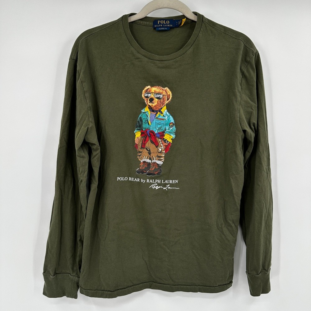Polo Ralph Lauren Bear Green Expedition Voyager T-Shirt Classic Fit Mens Small