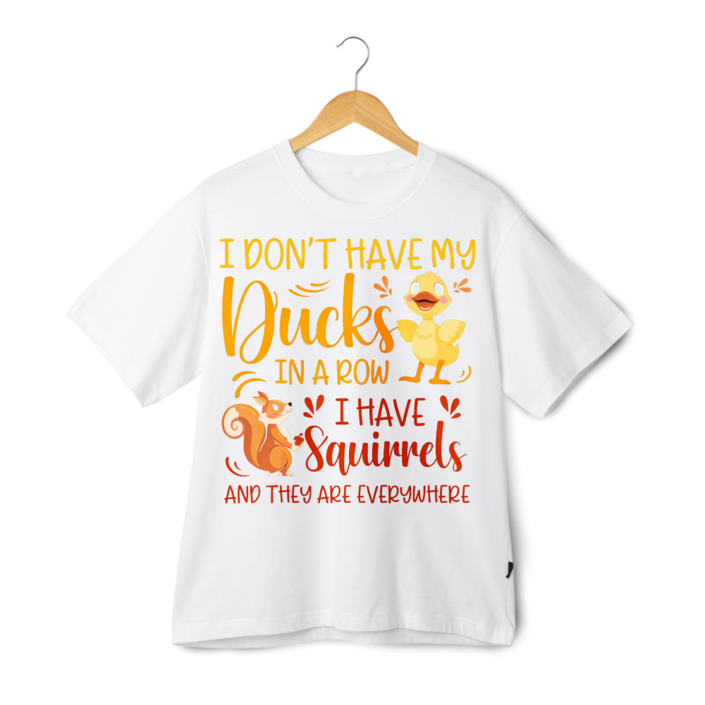 Ducks & Squirrels Everywhere Print T-Shirt, Humorous Animal Casual Tee gallery
