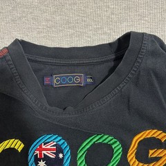 Y2K Coogi Australia Embroidered Multicolor Logo Contrast Stitch Tee Black 3XL