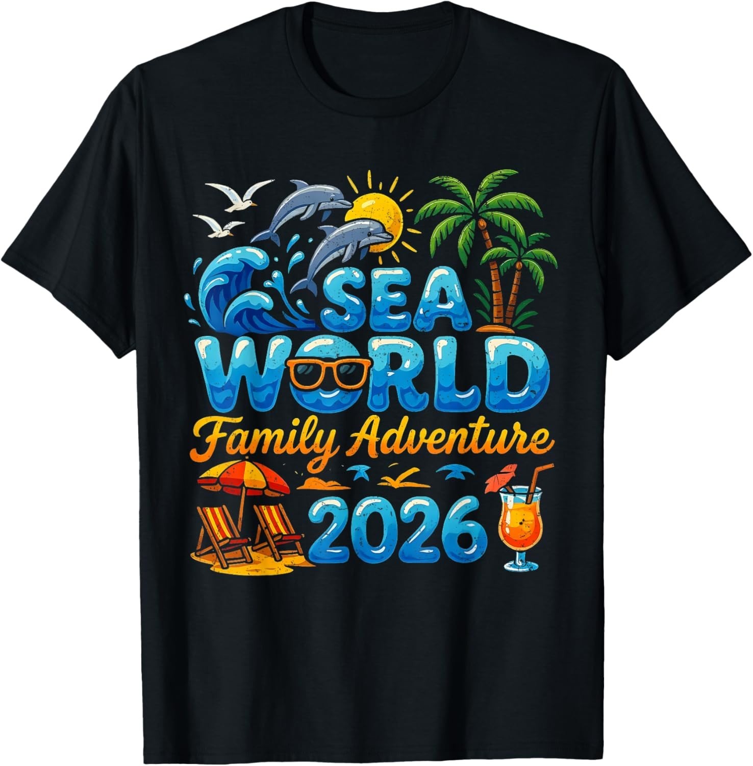 Funny Sea World Family Adventure 2026 Beach Design Gift Unisex T-Shirt gallery