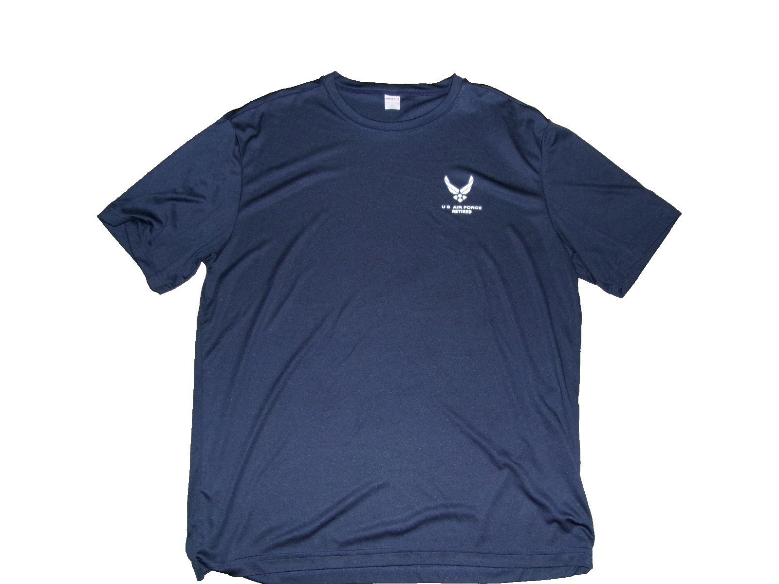 Men's U.S. Air Force Retired T Shirt Size XL EUC Navy, Short Sleeve, Polyester gallery