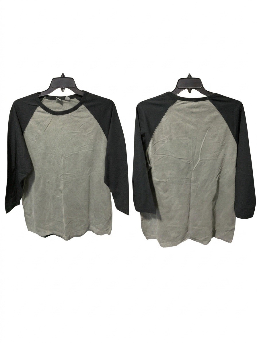 Alternative Apparel Men's XL Gray/Black Colorblock Raglan 3/4 Sleeve Crew Tee gallery