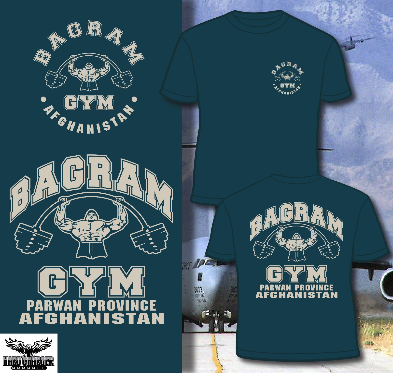 Bagram Gym Parwan Province Army, Navy, MC, Air Force Afghanistan T-shirt gallery