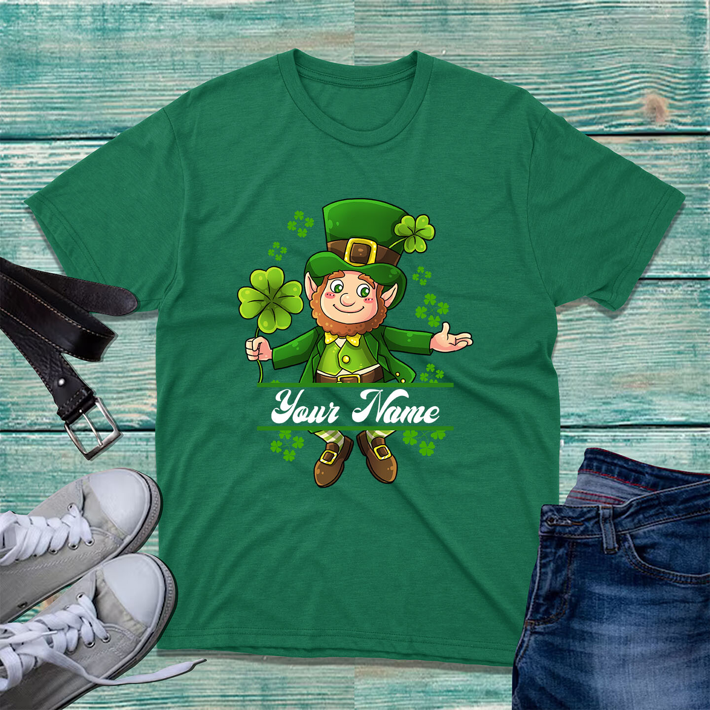 Personalised St Patrick's Day LEPRECHAUN T-shirt Irish Festive Shamrock Tee Top gallery