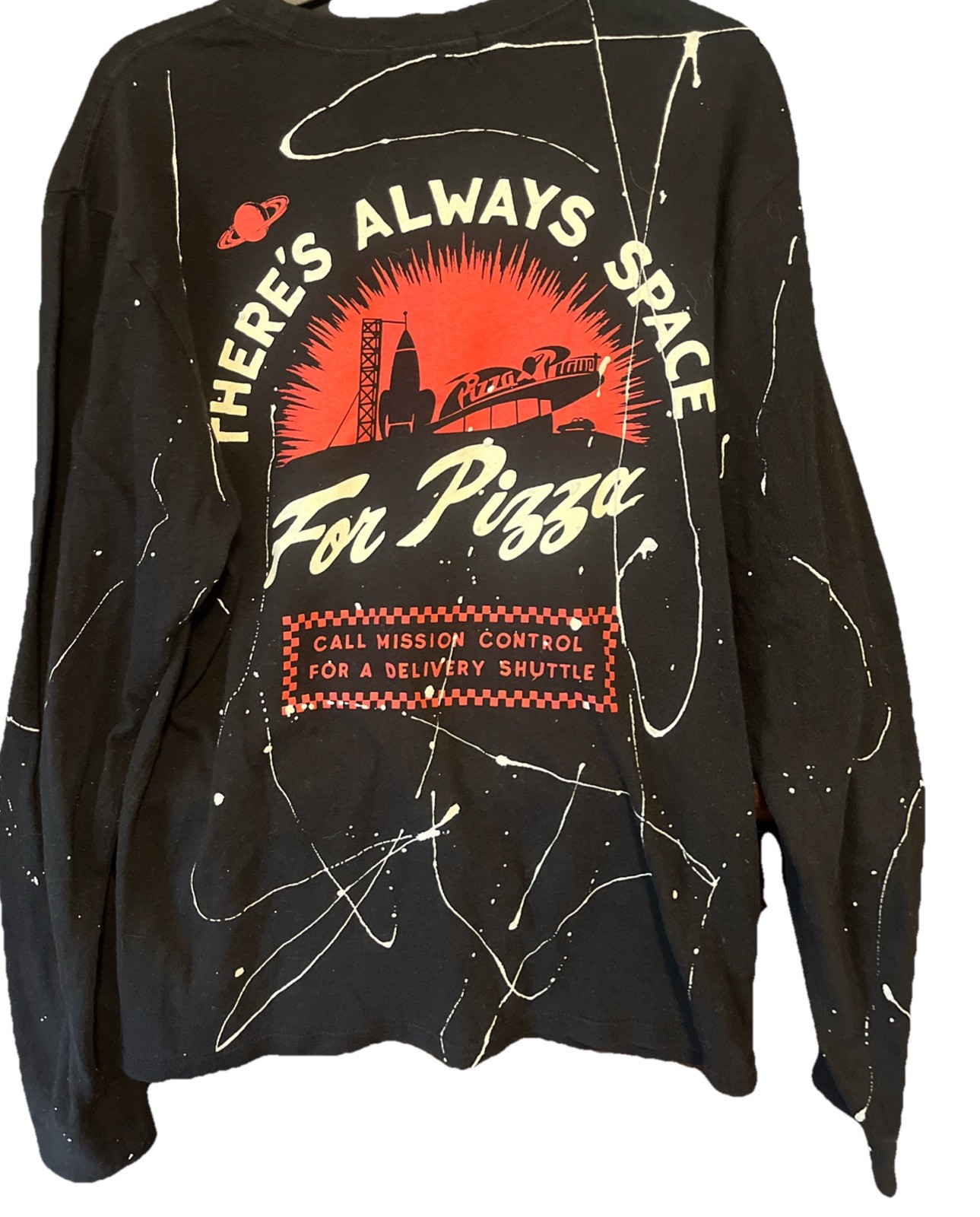 DISNEY x JUNK FOOD Black Pizza Planet Shirt Small Long Sleeve Pixar Toy Story 06 gallery