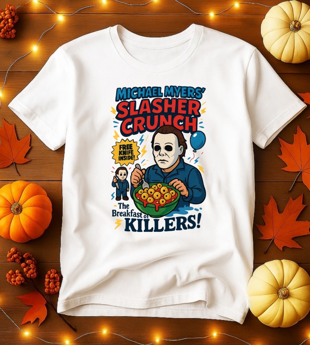 Cereal Killer Shirt -Horror Movie Villains Graphic Tee -Halloween Adult Humor gallery