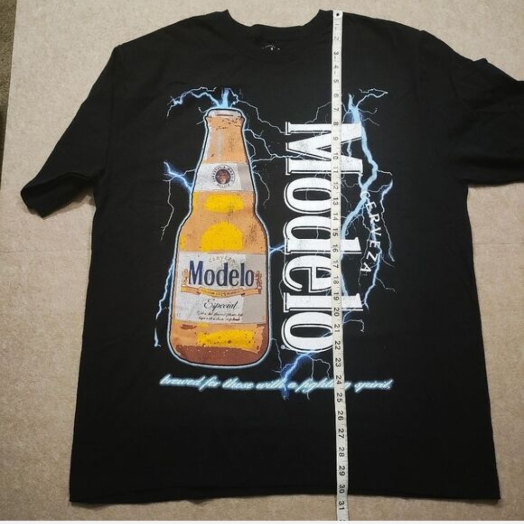 Modelo Cerveza Beer Logo Graphic Print Black Crew Neck Cotton T-Shirt Men L -Q gallery