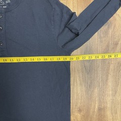 Flint & Tinder Mens Medium Long Sleeve Henley Shirt Ribbed Cuff Blue Made In USA