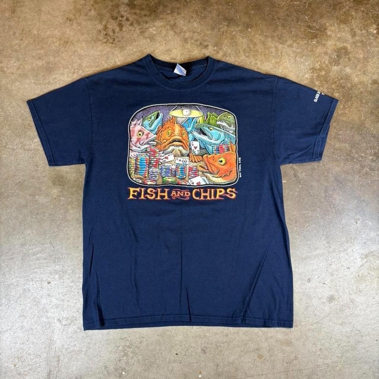 Vintage 2008 ray trolls Fish and Chips navy t-shirt Men's Size Large gallery